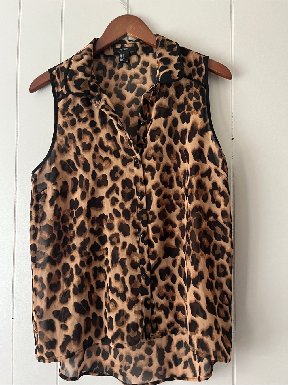 Worthington Leopard Print Sleeveless Button-Front Top - Brown & Black